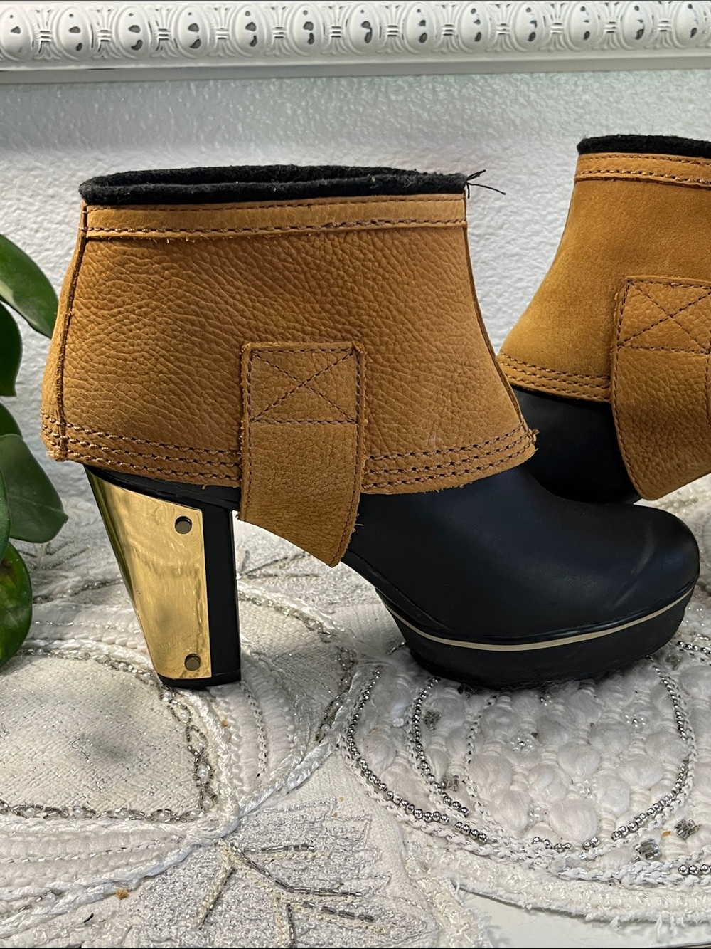 Sorel Medina II Clogs/Boots Women’s 7.5 Black & Tobacco Leather Lined - Picture 7 of 16
